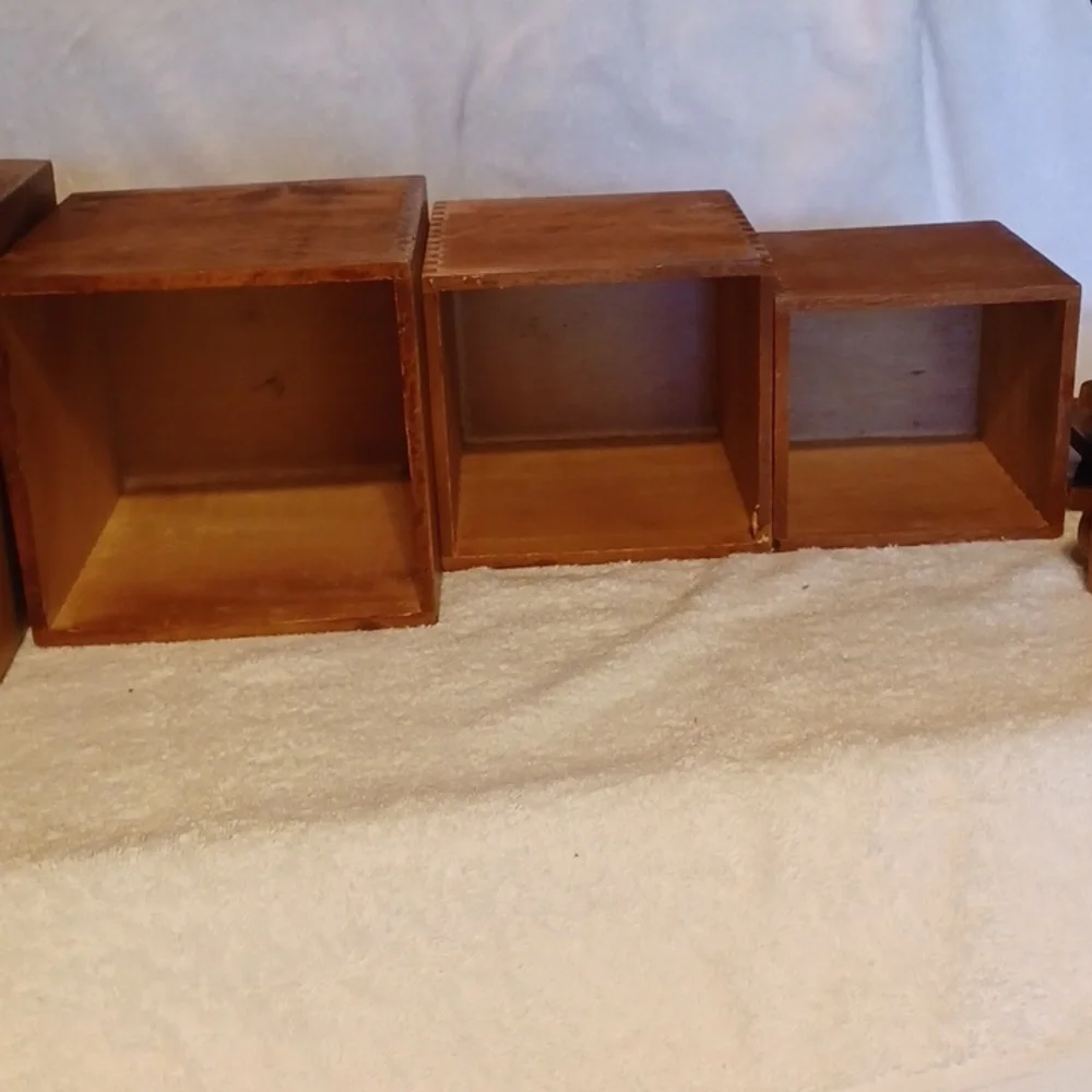 Wooden canister set and salt and pepper shakers vintage kitchen decor